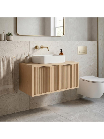 Mobilier Baie - Dulap baie pentru lavoar Rea Core 80cm bej