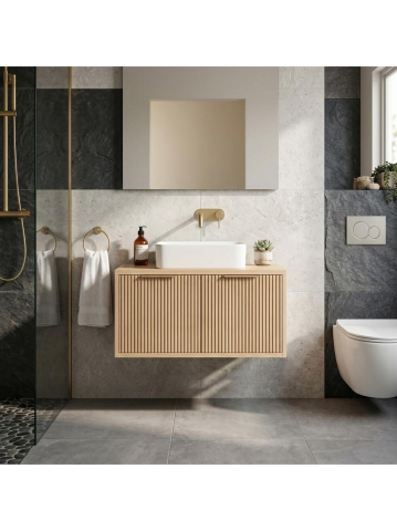 Dulap baie pentru lavoar Rea Core 80cm bej [2]