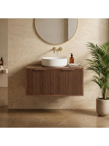Dulap baie pentru lavoar Rea Core 80cm maro [2]