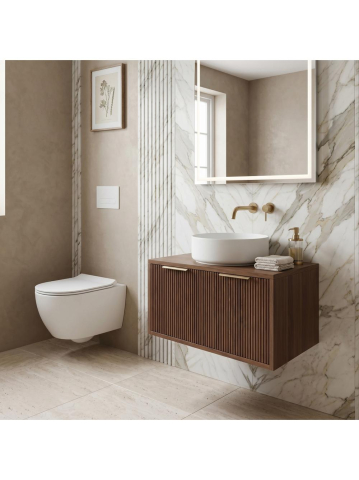 Dulap baie pentru lavoar Rea Core 80cm maro [3]