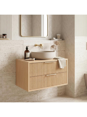Mobilier Baie - Dulap baie pentru lavoar Rea Mono 80cm bej