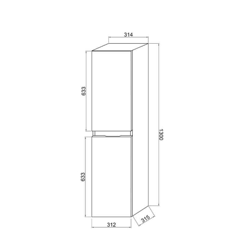 Dulap baie suspendat Fluminia Pisa, front riflat, 2 uși Soft Close, MDF, 31,4 x 31,5 x 130 cm, mattone [2]