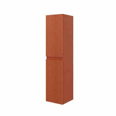 Mobilier Baie - Dulap baie suspendat Fluminia Pisa, front riflat, 2 uși Soft Close, MDF, 31,4 x 31,5 x 130 cm, mattone