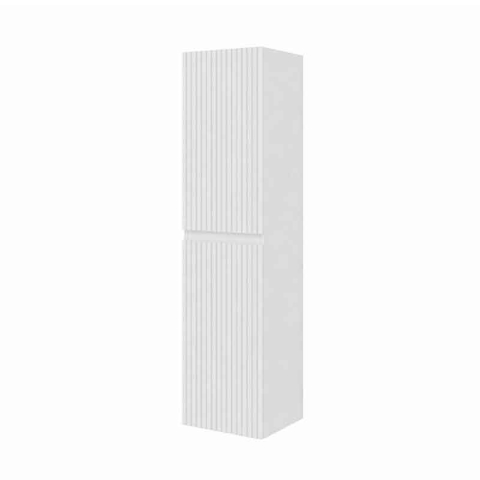 Mobilier Baie - - Dulap baie suspendat Fluminia Pisa, front riflat, 2 uși Soft Close, MDF, alb, 31,4 x 31,5 x 130 cm