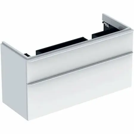 Mobilier Baie - Dulap baza pentru lavoar dublu suspendat Geberit Smyle Square alb 2 sertare 119 cm
