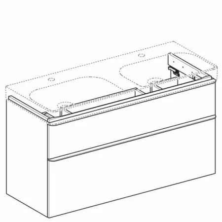Dulap baza pentru lavoar dublu suspendat Geberit Smyle Square gri nisip 2 sertare 119 cm [1]