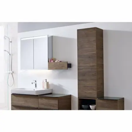 Dulap baza pentru lavoar dublu suspendat Geberit Smyle Square nuc 2 sertare 119 cm [1]