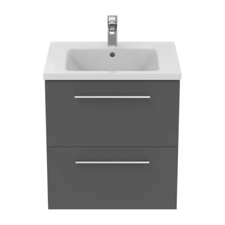 Dulap baza suspendat Ideal Standard i.life B gri quartz mat 2 sertare 60 cm [6]