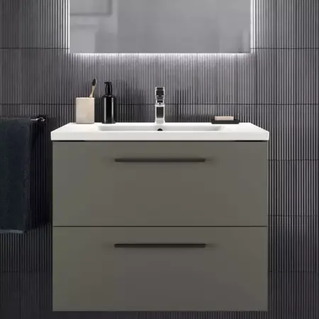 Dulapuri de baie - Dulap baza suspendat Ideal Standard i.life B gri quartz mat 2 sertare 80 cm