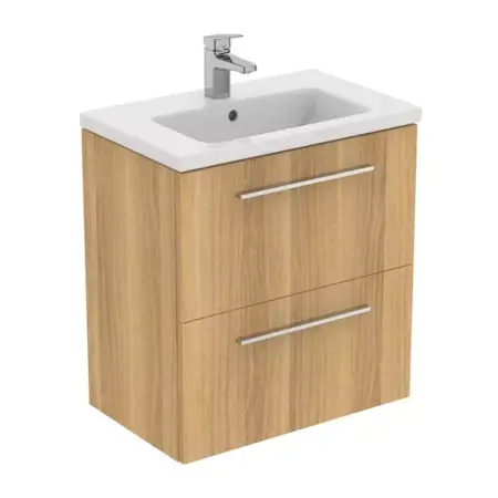 Dulap baza suspendat Ideal Standard i.life S 2 sertare stejar 60 cm [4]
