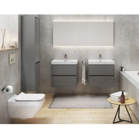 Dulap coloana Cersanit, Crea, cu doua usi, 140 cm, gri [4]