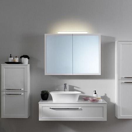 Dulap cu oglinda, 2 usi, iluminare LED, Kolpasan, Blanche, 95 cm, alb [2]