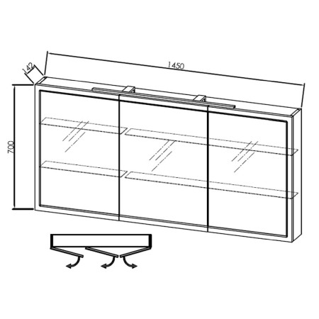 Dulap cu oglinda, 3 usi, iluminare LED, Kolpasan, Blanche, 145 cm, alb [1]