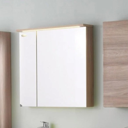 Oglinzi cu dulapior - Dulap cu oglinda, Kolpasan, Tara, cu 2 usi, iluminare LED, 70 cm, craft wood