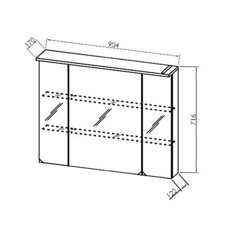 Dulap cu oglinda, Kolpasan, Tara, cu 3 usi, iluminare LED, 90 cm, craft wood [1]