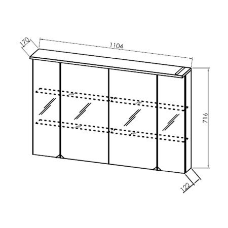 Dulap cu oglinda, Kolpasan, Tara, cu 4 usi, iluminare LED, 110 cm, craft wood [1]