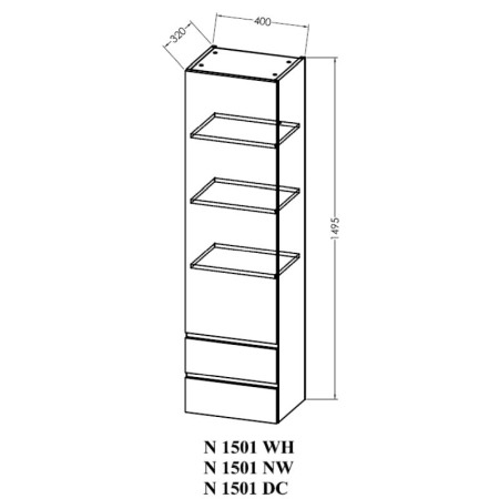 Dulap inalt cu 1 usa si 2 sertare, Kolpasan, Naomi, 149.5 ( h ) cm, dark concrete [1]