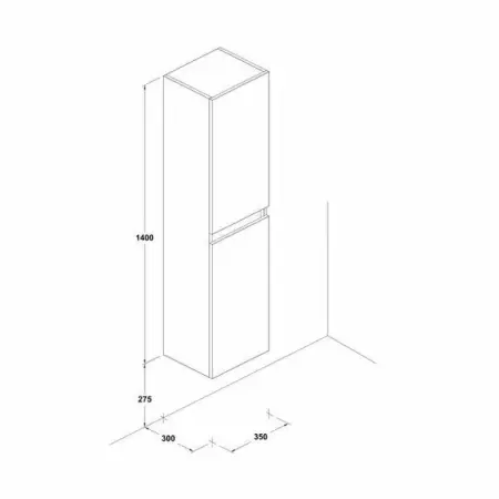 Dulap inalt suspendat Gala Jade stejar 4 etajere sticla 140 cm [2]