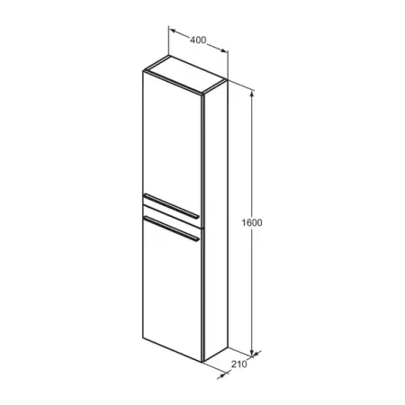 Dulap inalt suspendat Ideal Standard i.life S finisaj stejar cafeniu 40 cm 2 usi [4]