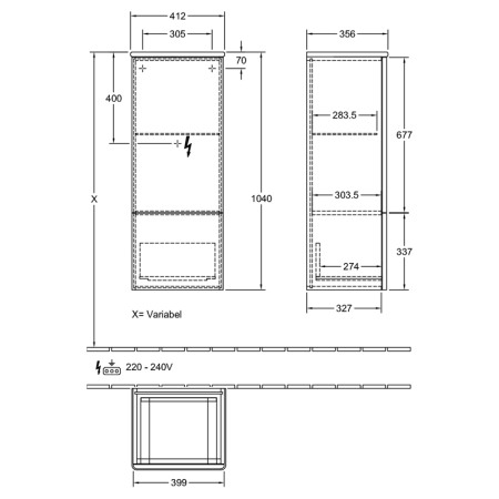 Dulap inalt suspendat, Villeroy & Boch, Antao, cu 1 ușă, 1 sertar, H 104 cm, honey oak [1]