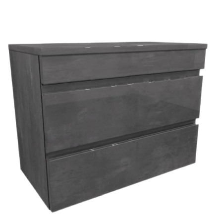 Dulapuri de baie - Dulap slim suspendat, Kolpasan, Naomi, cu 2 sertare, 59 cm, dark concrete