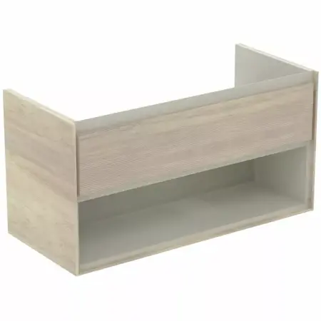 Dulapuri de baie - Dulap suspendat pentru lavoar maro deschis lemn Ideal Standard Connect Air 100 cm cu spatiu depozitare