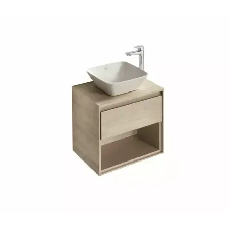 Dulap suspendat pentru lavoar maro deschis lemn Ideal Standard Connect Air 60 cm cu spatiu depozitare [3]