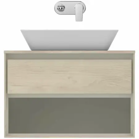 Dulap suspendat pentru lavoar maro deschis lemn Ideal Standard Connect Air 80 cm cu spatiu depozitare [2]