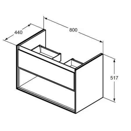 Dulap suspendat pentru lavoar maro deschis lemn Ideal Standard Connect Air 80 cm cu spatiu depozitare [4]