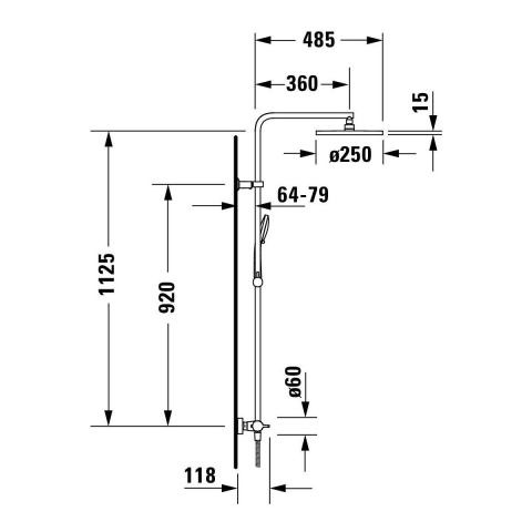 Duravit B.1 set de duș perete cu termostat cu duș de ploaie crom B14280008010 [1]