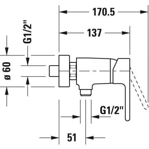 Duravit B.2 Baterie dus monocomanda, crom [2]