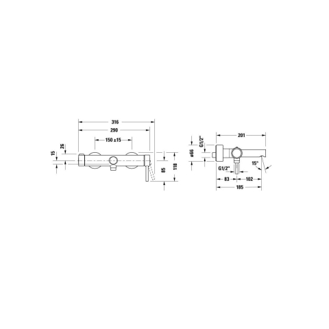 Duravit Circle baterie cadă-duș perete crom CE5230000010 [1]