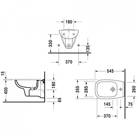 Duravit D-Code Bideu suspendat 35x54 cm [2]