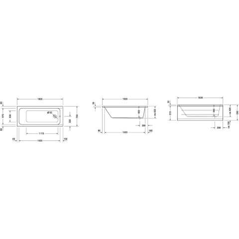 Duravit D-Code cada dreptunghiulară 160x70 cm alb 700096000000000 [1]