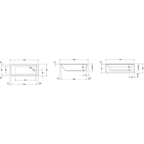 Duravit D-Code cada dreptunghiulară 170x70 cm alb 700098000000000 [1]