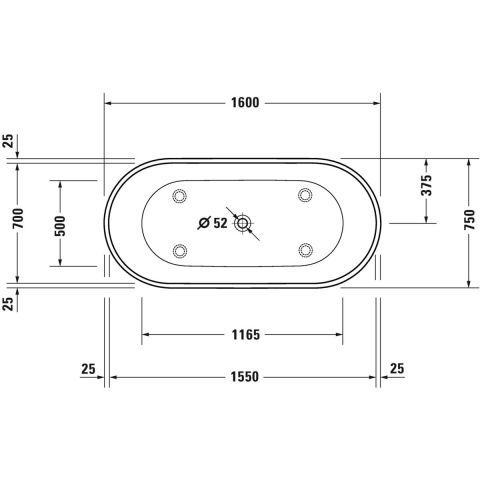 Duravit D-Neo cadă freestanding 160x75 cm ovală alb 700486000000000 [1]