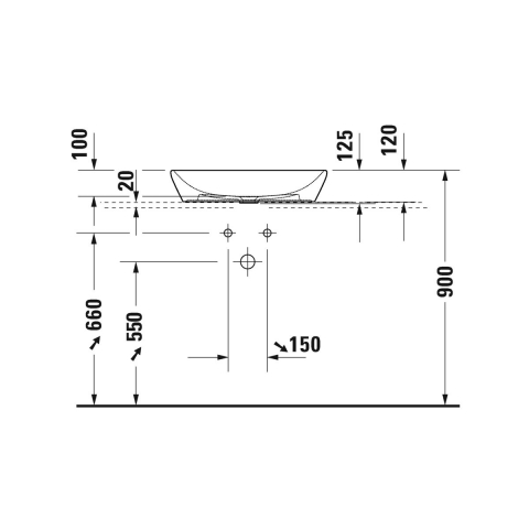 Duravit D-Neo lavoar 60x40 cm ovale de blat alb 2372600070 [2]