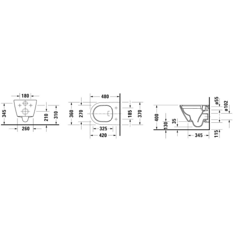 Duravit D-Neo vas wc cu capac soft-close agăţat fără margine alb 45880900A1 [1]