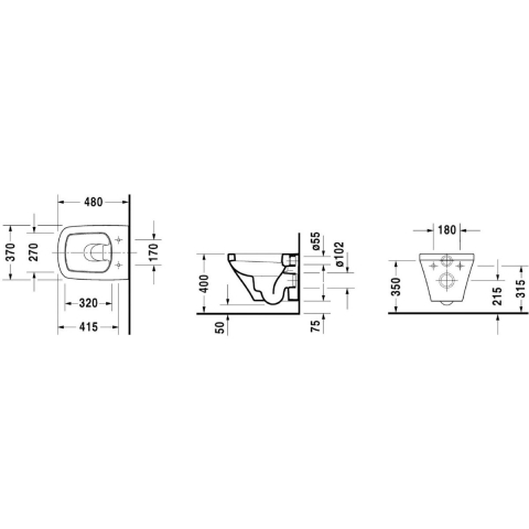 Duravit DuraStyle vas wc cu capac soft-close agăţat fără margine alb 45710900A1 [1]