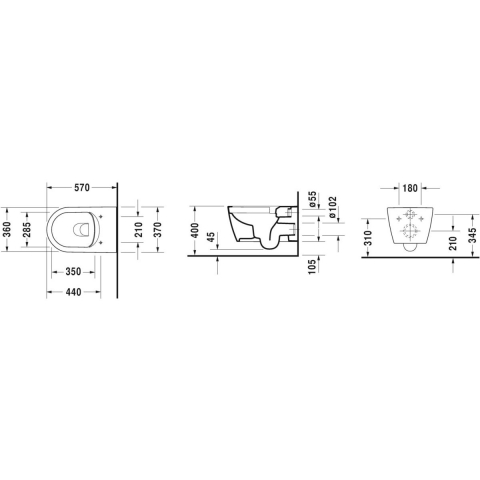 Duravit ME by Starck vas wc agăţat fără margine alb 2529090000 [1]