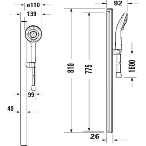 Duravit MinusFlow set de duș perete crom-alb UV0682004005 [1]