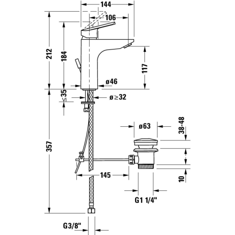 Duravit No. 1 baterie lavoar stativ crom N11020001010 [1]