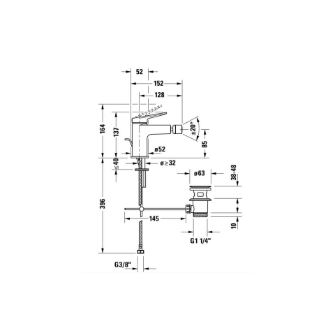 Duravit Wave baterie bideu stativ crom WA2400001010 [1]