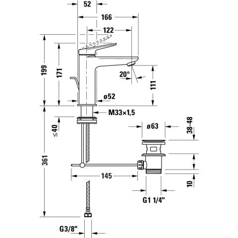 Duravit Wave baterie lavoar stativ alamă/bronz antic WA1020001004 [1]