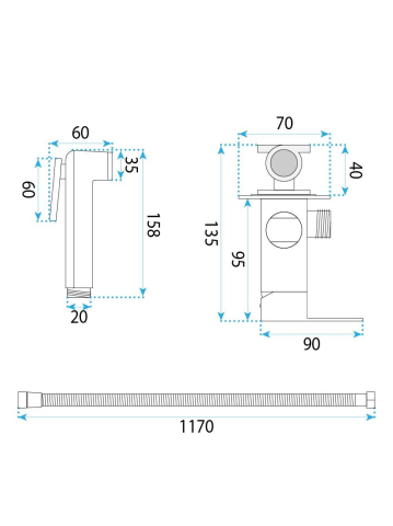Baterie bideu Rea Argus cupru periat montaj perete PVD 158 mm MY2021-95RGG [9]