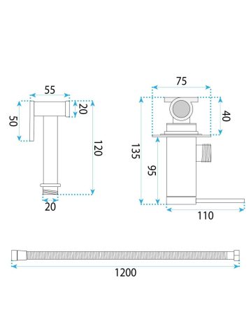 Baterie bideu Rea Foss Clif negru mat montaj perete 110 mm JS-W024B [8]