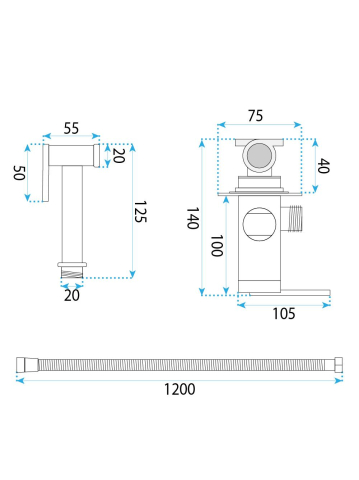 Baterie bideu Rea Grace auriu periat montaj perete 125 mm PVD [9]