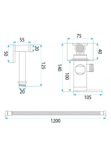 Baterie bideu Rea Grace nickel periat montaj perete 125 mm [9]