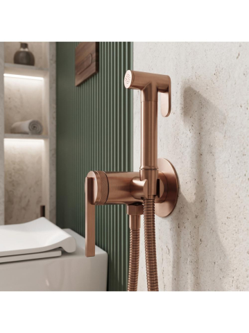 Baterie bideu Rea Grace cupru periat montaj perete PVD 125 mm [3]