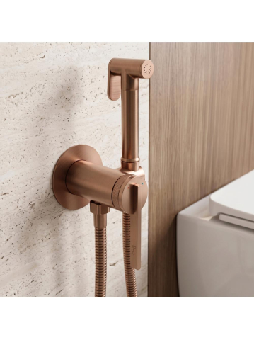Baterie bideu Rea Grace cupru periat montaj perete PVD 125 mm [1]